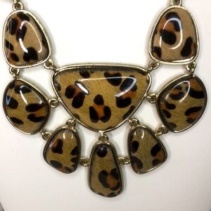 Silver Tone and Faux Leather Necklace